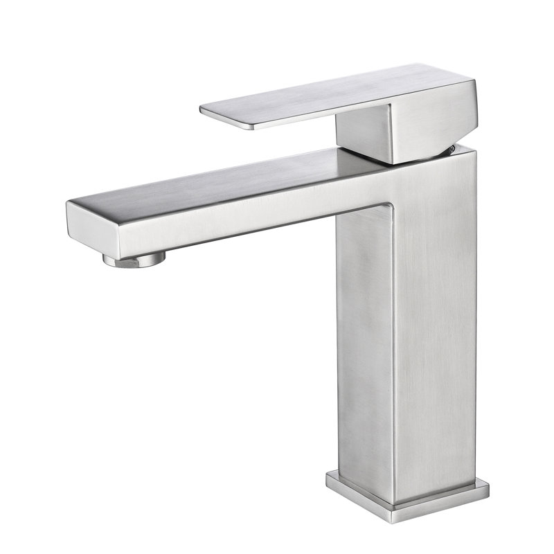 Stainless Steel 304 Bathroom Faucet, Waterfall Flow, Single Lever, Brushed Nickel, Noise-Reduction, Hot And Cold Water Supply Spout 304, Handle, Low Consumption,