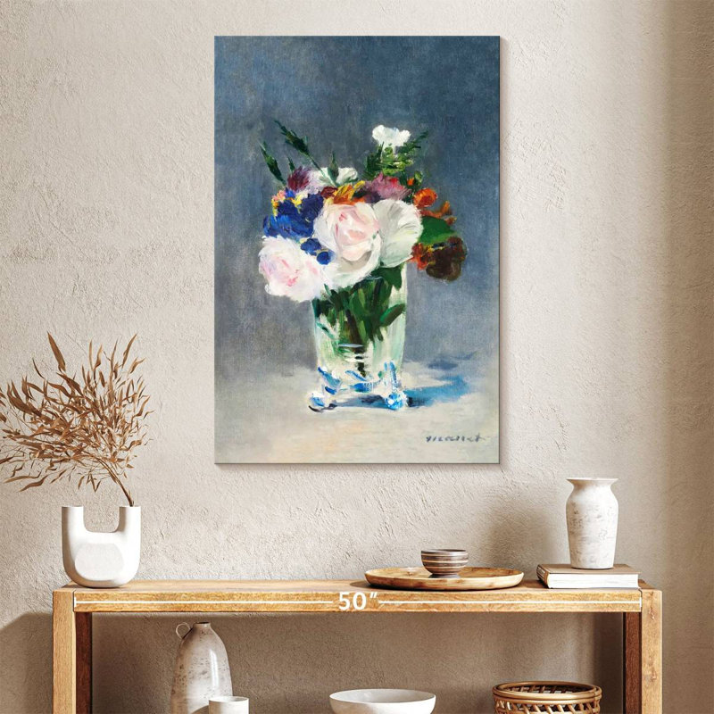 Fleurs dans un vase en cristal, H 39 po x l 26 po