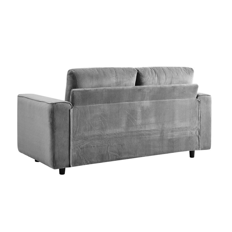 Canapé d'angle 2 places en velours côtelé gris, 4 places, design minimaliste moderne, doux et confortable, pour la maison, style velours côtelé de 4 pouces.