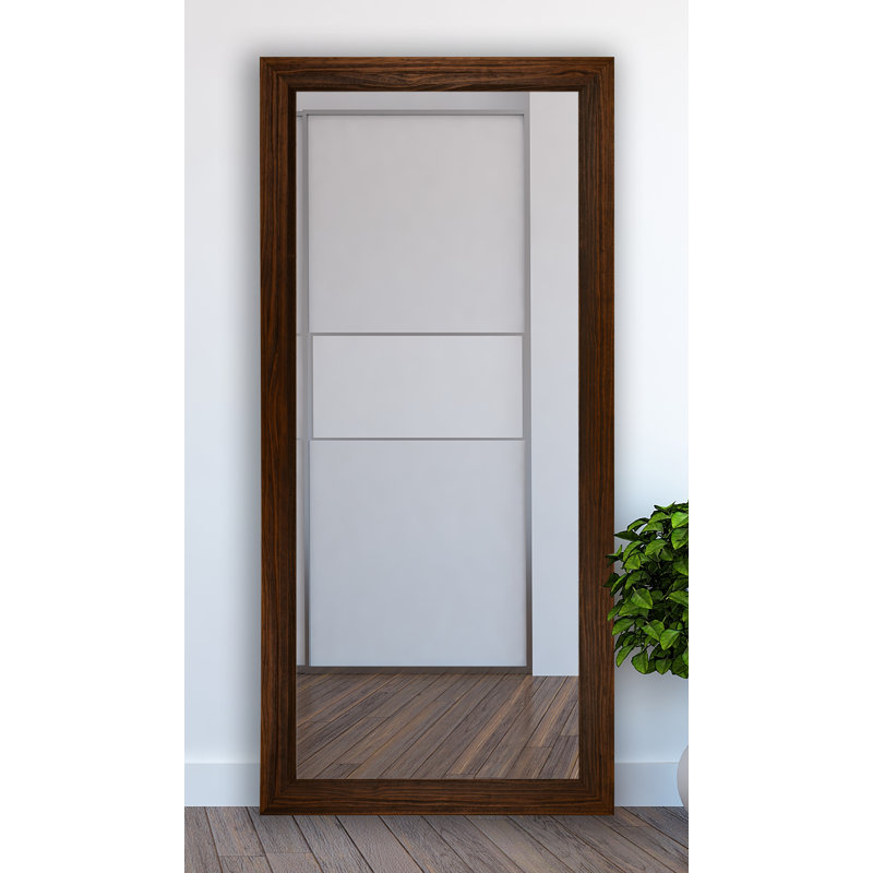 Miroir pleine grandeur patiné, 65,75 po x 30,75 po, Brun