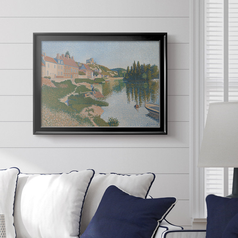 Les Andelys, Château Gaillard - Paul Signac - Toile tendue avec châssis, 1886, 18,5 x 24,5, Toile avec cadre, Noir
