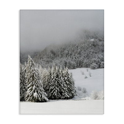 Au-748-Canvas " Winter Snowscape Woodland Trees " by Lil' Rue