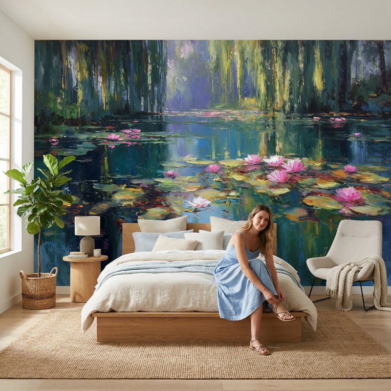 Rouleau de papier peint lys d'eau, 100"x96", Peel and Stick