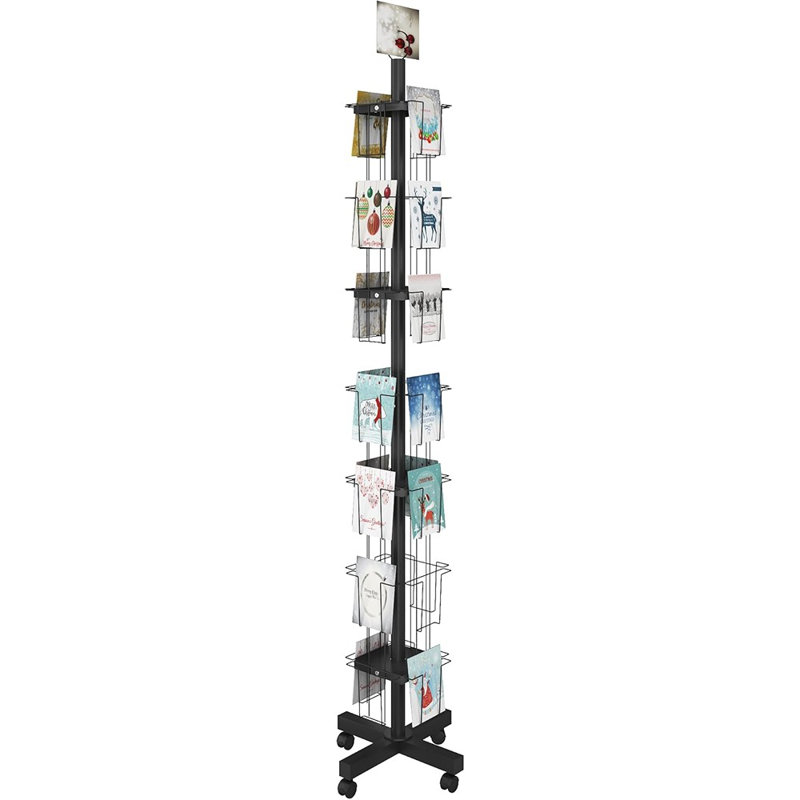 28 Pockets Countertop Rotating Greeting Card Rack, 7 Tier Magazi...