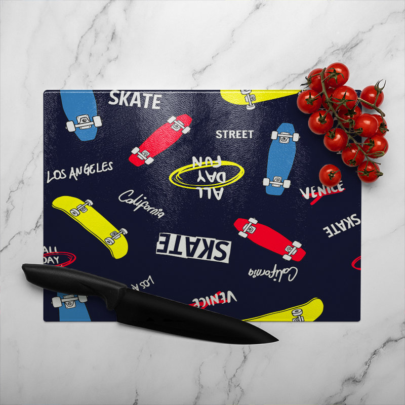 Skate Glass Chopping Board, 28cm L x 20cm W