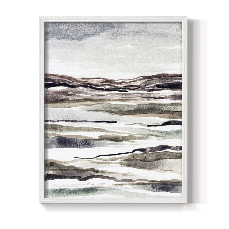 «Mute Earth Layers II», reproduction encadrée - bois massif, H 21 po x l 17 po, Blanc