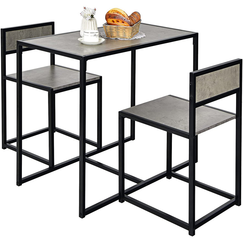 Bowry 2 - Person Dining Set, Gray, Gray/Black