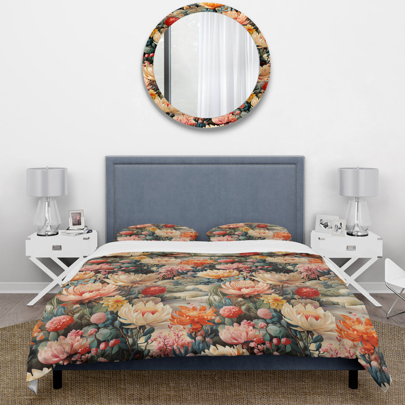 Ensemble de housse de couette à motif floral Artistic Impression, Housse de couette pour très grand lit et 2 très