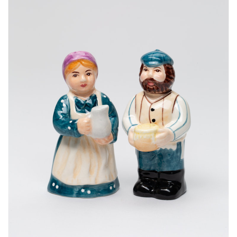 Farmer Couple Holding Milk & Honey Salt and Pepper Shaker 