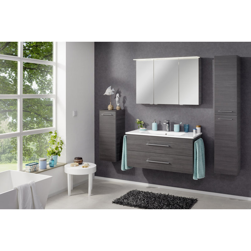 1000mm W 690mm H Surface Frameless Medicine Cabinet Mirror, Black