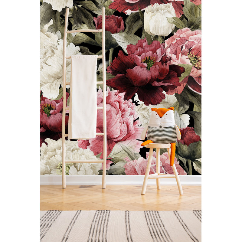 Murale 4 pièces pivoines Killona, L 8,33 pi x l 100 po