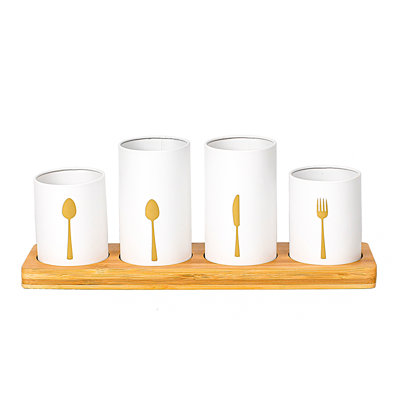 Metal Round Utensil Storage Set