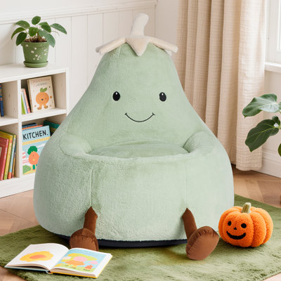 Caricature d'un fauteuil à billes aubergine, canapé pour chambre d'enfant avec housse lavable ou lecture, détente et regarder la télévision