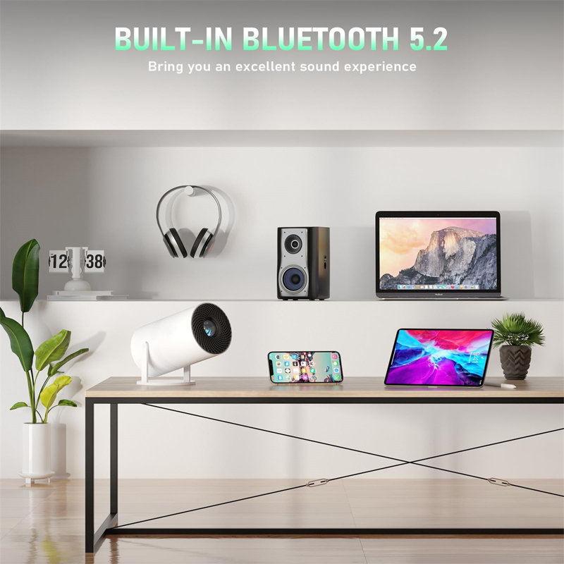 [Electric Focus] Projector With Android System, Portable Projector With Wifi 6 And Bluetooth, Auto Vertical Correction, FULL HD 1080P, Outdoor Movie Projector For Phone