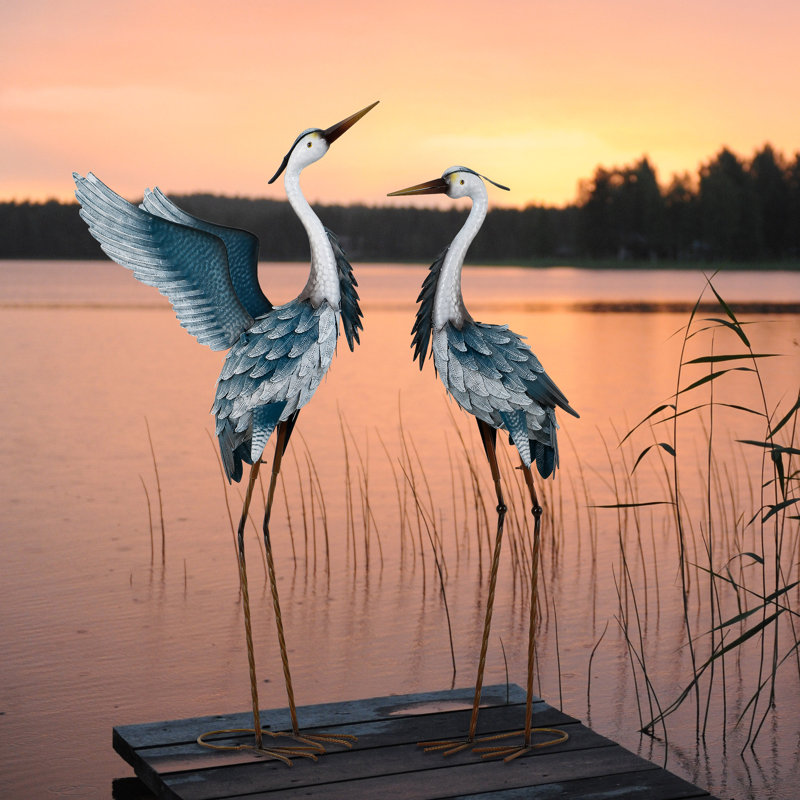  Ensemble de 2 grandes grues en métal 37-40,7 "Blue Heron