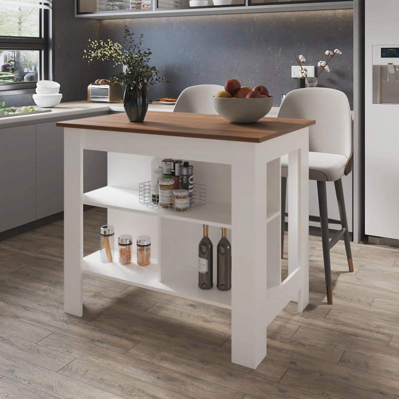 Îlot de cuisine avec rangement ouvert