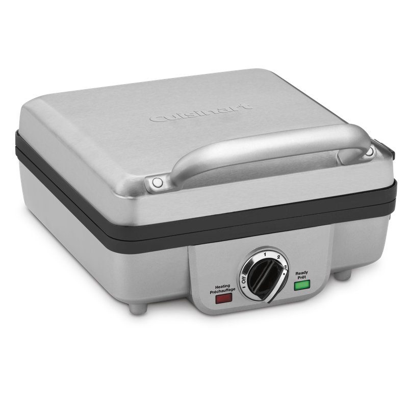 Gaufrier belge Cuisinart avec plaque à crêpes, assiettes amovibles antiadhésives, argent (waf-350c)