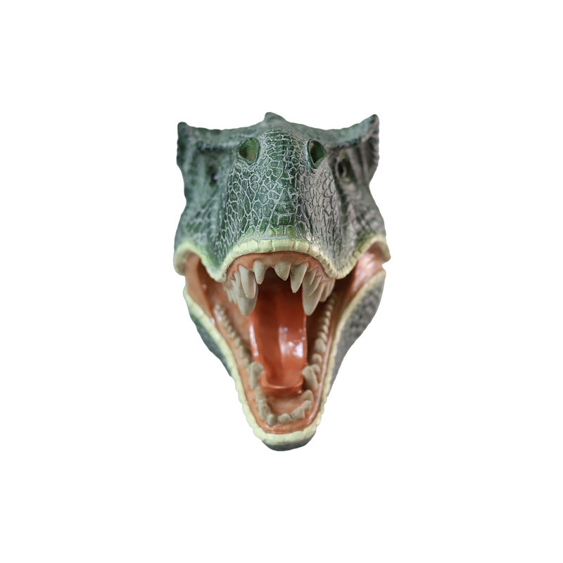 Ornement mural sculpture tête de dinosaure, Vert; rouge