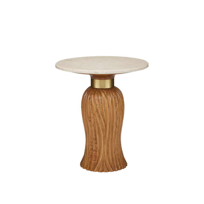 Tassel Marble End Table, 22.5" H x 19.5" W x 19.5" D