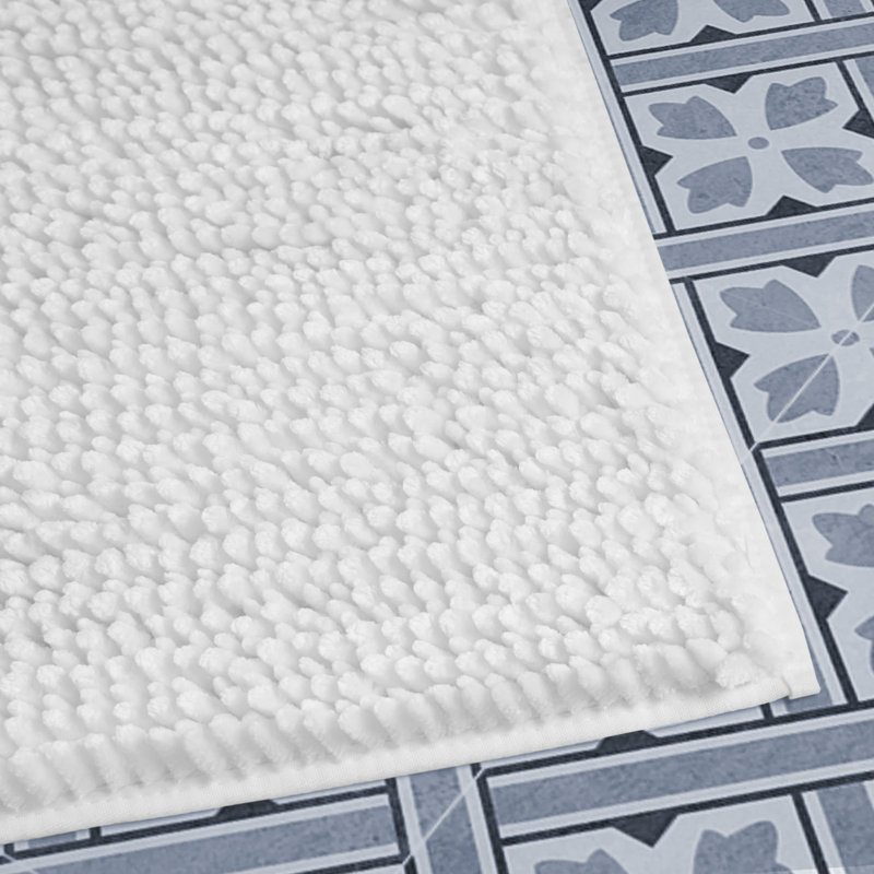 Laura Ashley Butter Chenille Bath Rug, 27" W x 45" L, Navy