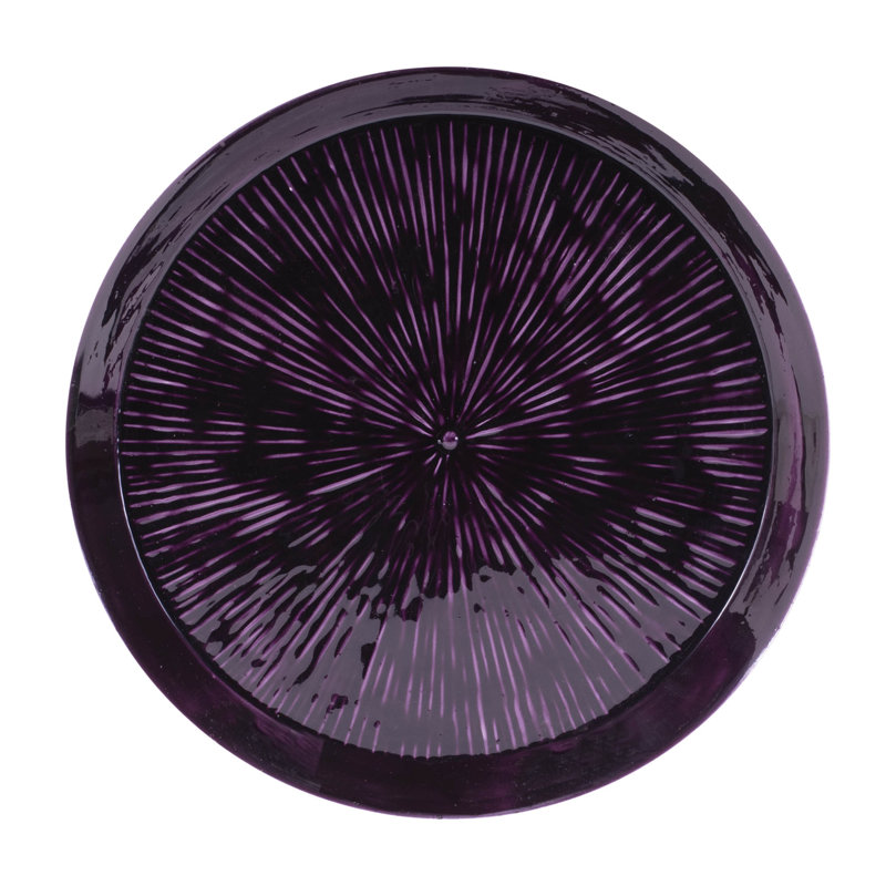 Round Etched Metal Tray 13.5"D, Purple