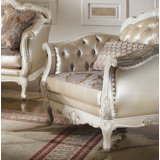 Caviness 40" Wide Tufted Club Chair in Rose Gold/Pearl White