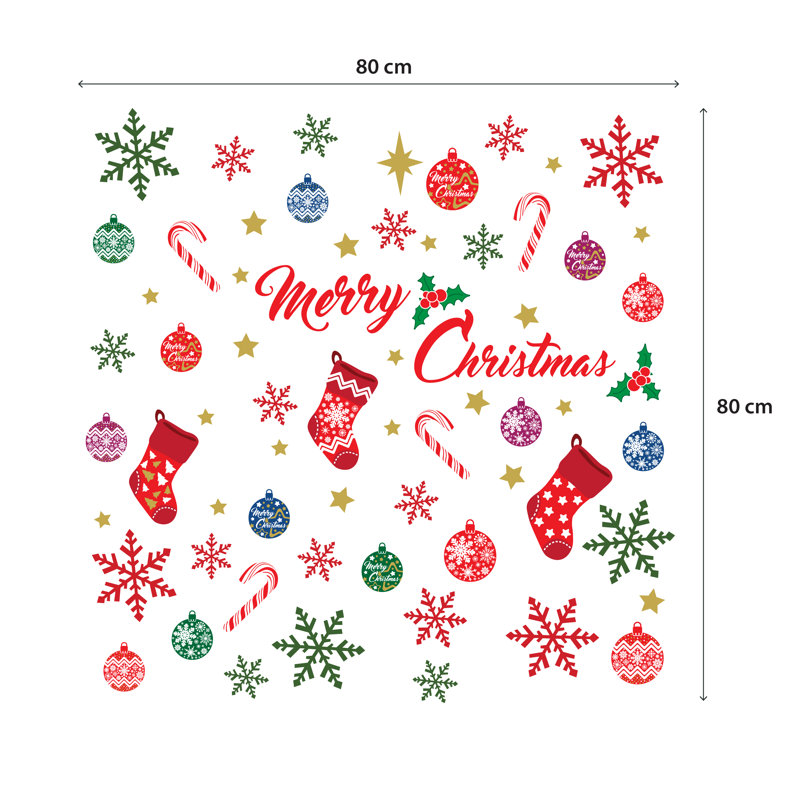 Adhésif décoratif joyeux Noël et flocons de neige colorés