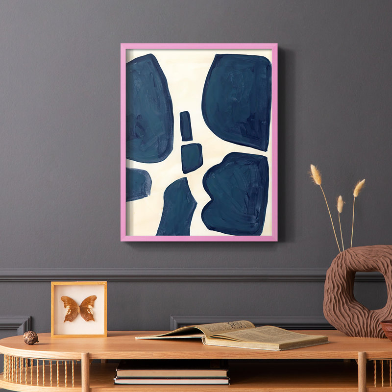 «Blue P pièces II», reproduction encadrée - bois massif, Rose, H 10 po x l 8 po