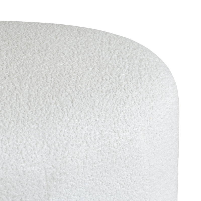 Burdett 40" Wide Oval Boucle Upholstered Ottoman, White