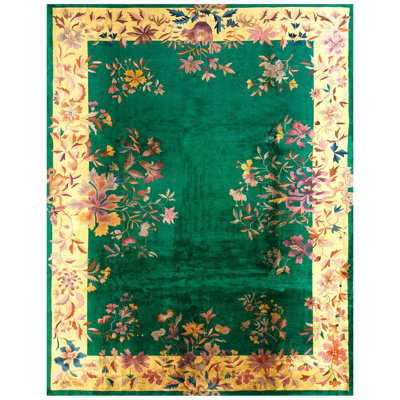 Tapis art déco chinois de couleur Transcendantale vert