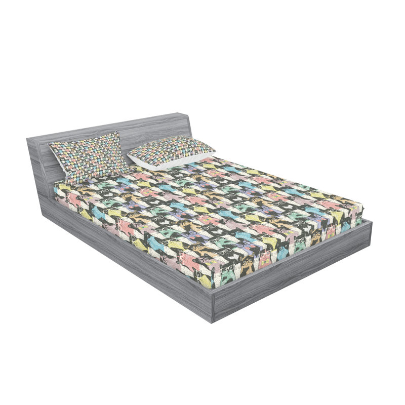 Drap-housse et coussin décoratif Ambesonne, Ensemble de draps-housses pour grand lit + 4 taies