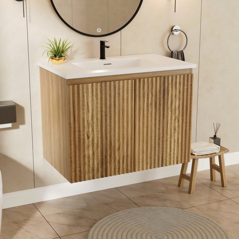 Armoire murale pliante de 30 pouces avec évier crème - Installation brevetée en 1 minute, peu encombrante et facile à assembler, style moderne