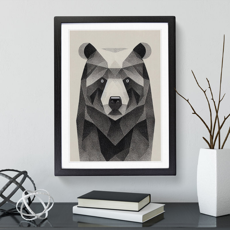 Contemporary Bear No.5 Abstract - Single Picture Frame Print, 46cm H x 34cm W x 2cm D, Black Framed