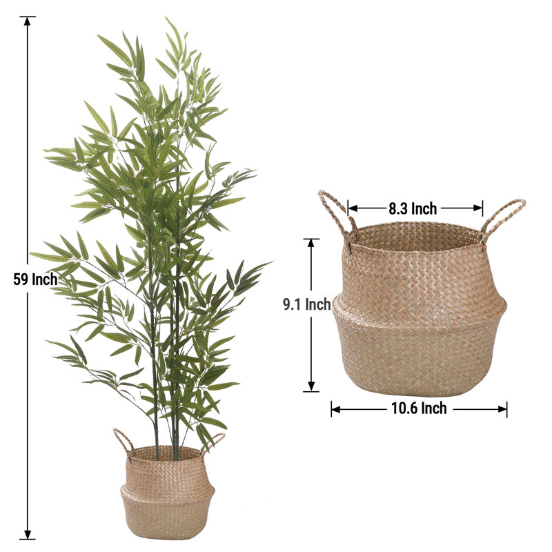 Pot en bambou artificiel, H 15,75 po x l 59,06 po x P 15,75 po