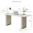63''Modern White Writing Table, Retacgular Desk With Glossy Sintered Stone Table Top, Double Roman Column Legs-254279071