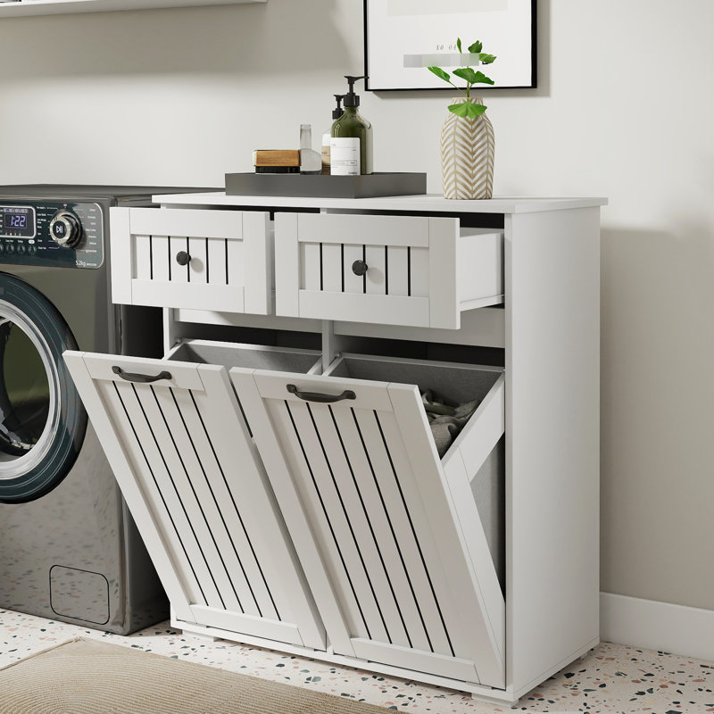 Armoire à linge blanche avec 2 tiroirs amovibles de 75,7 lb et facile à ranger, d'une hauteur de 35,86 po