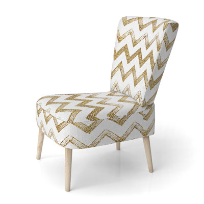 Gold Zigzag Chevron - Upholstered Patterned Accent Side Chair