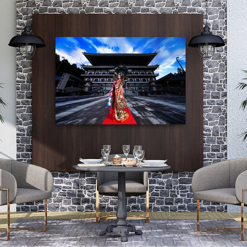 Impression sur art mural japonais, temple japonais, H 40 po x l 60 po