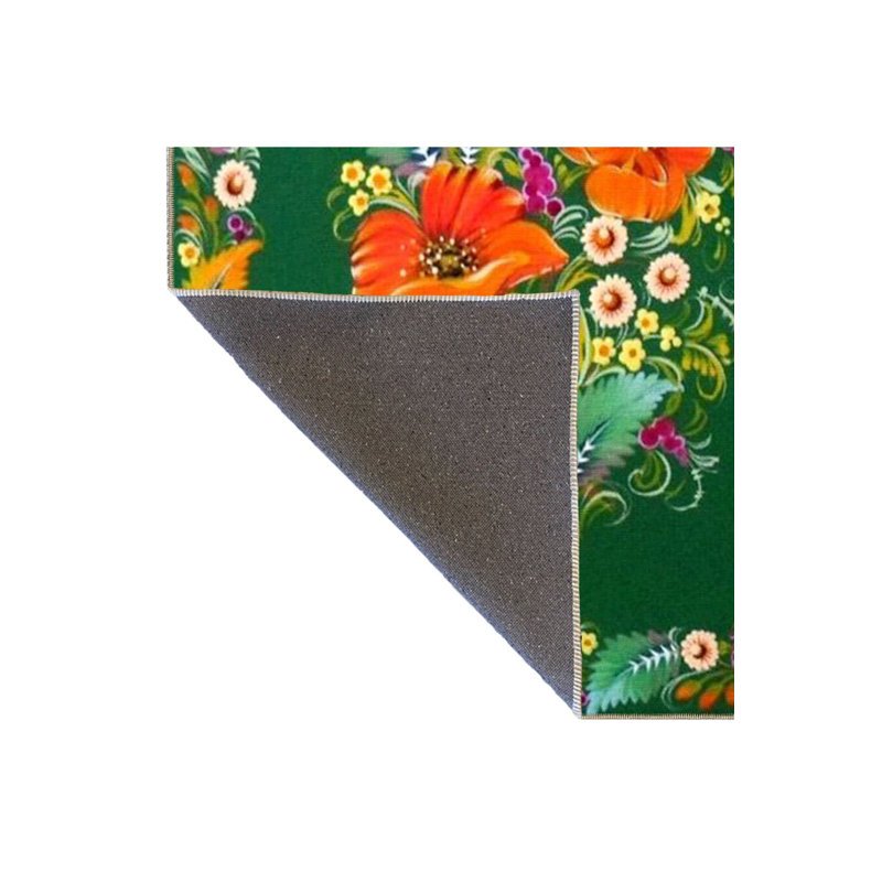 Green Toned Floral Multicolor Modern Decorative Rug, Square 3'3" Rug Pad Included