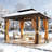 Outdoor Hardtop Gazebo with Aluminum Frame & Double Galvanized Steel Roof, Heavy Duty Permanent Pavilion with Netting & Curtains for Patio, Lawn, Deck-88932689