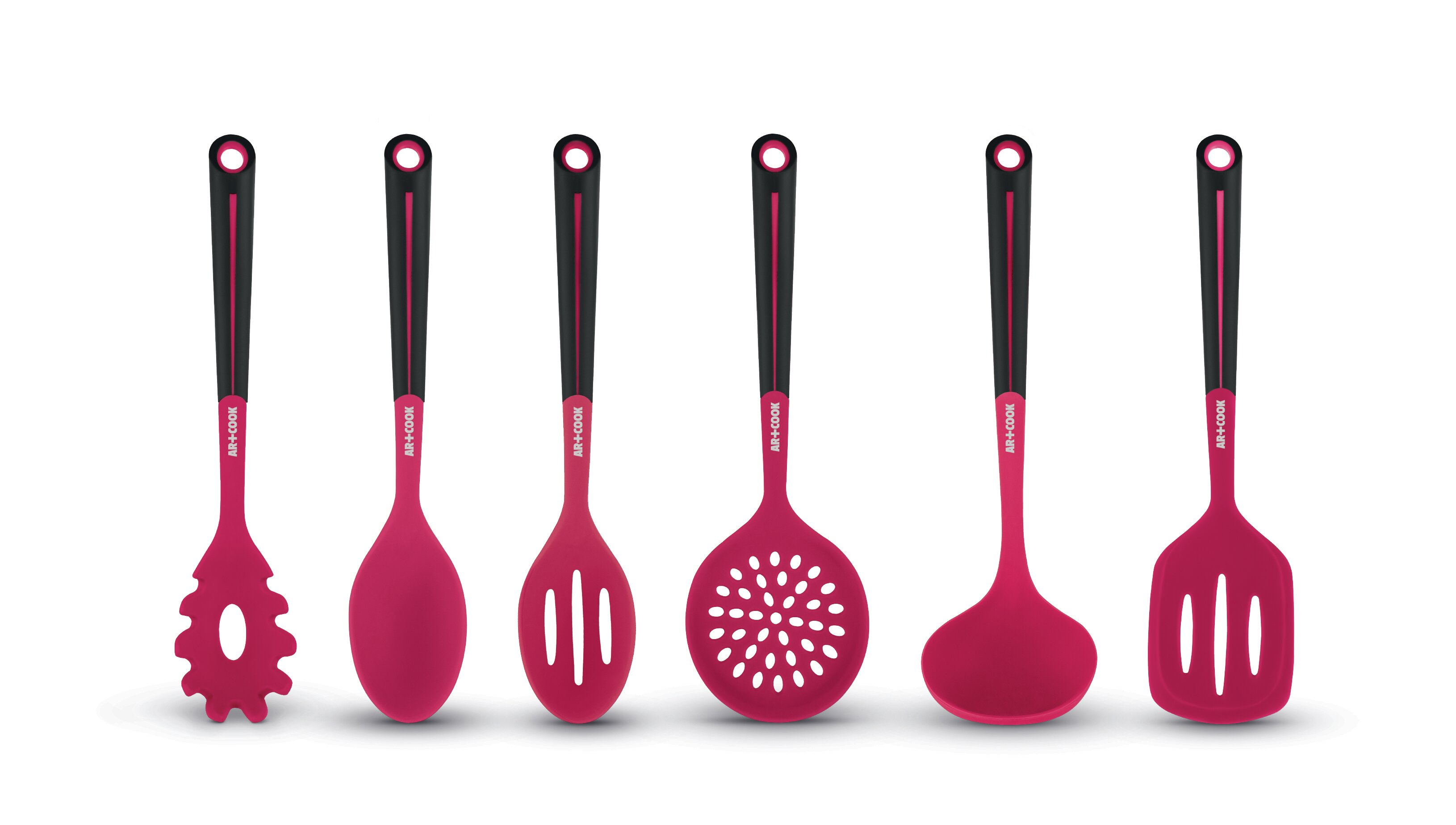 ExcelSteel 6 PC Utensil Set with Stainless Steel Handles Red