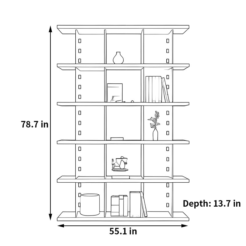 Une bibliothèque aux tendances personnalisées, (5 tablettes) H 78,7 po x l 55,1 po x P 13,7 po