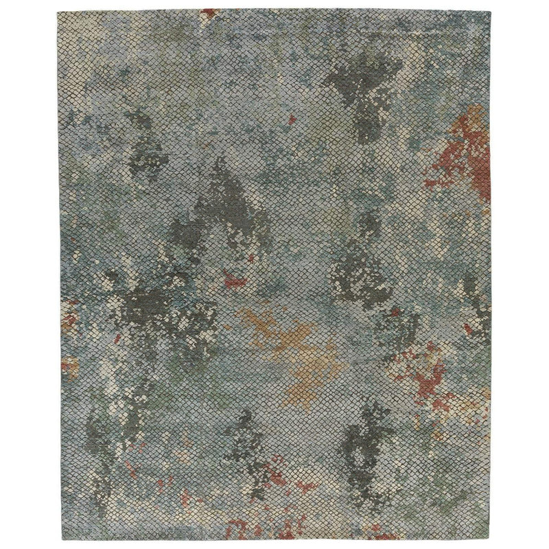 Foundry Abstract Area Rug in Blue/Green, Rectangle 8' x 10'