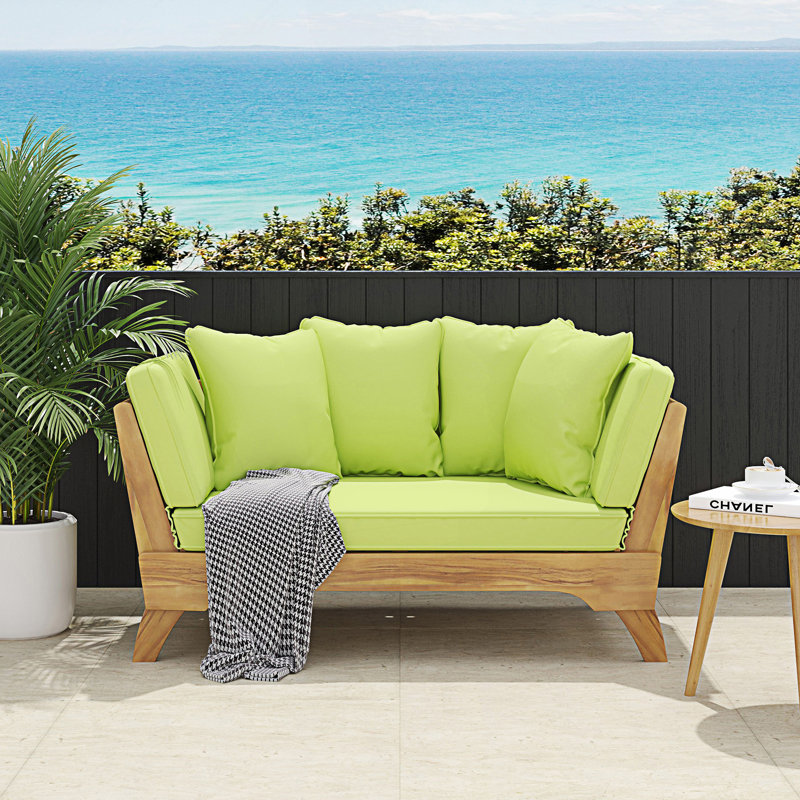Canapé d'extérieur extensible, canapé de patio avec accoudoirs réglables, canapé convertible d'extérieur avec coussins et coussins amovibles