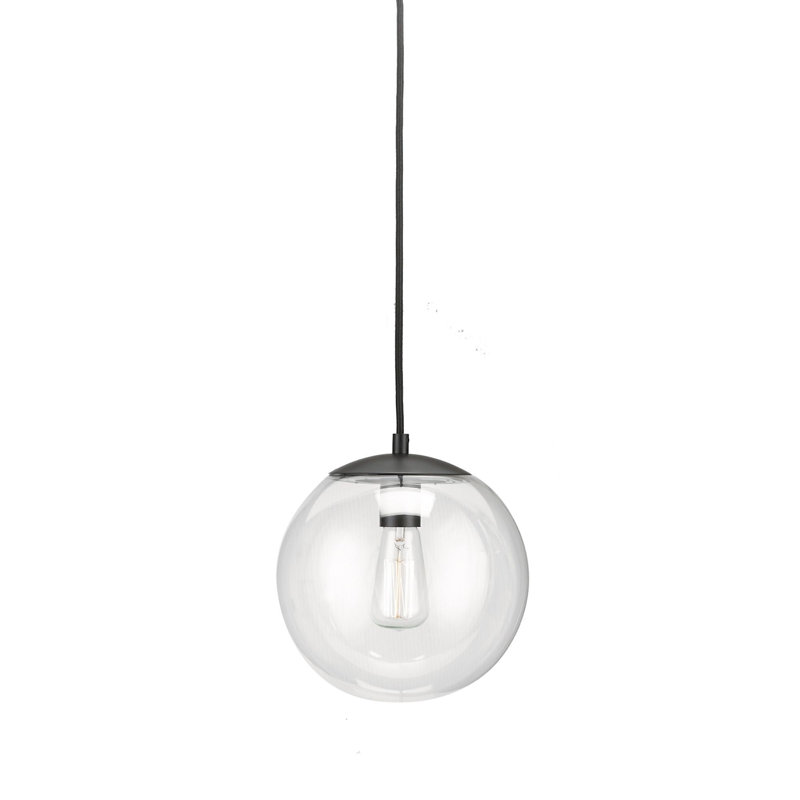 Luminaire suspendu 1 lumière Eclipse, Transparent, Noir