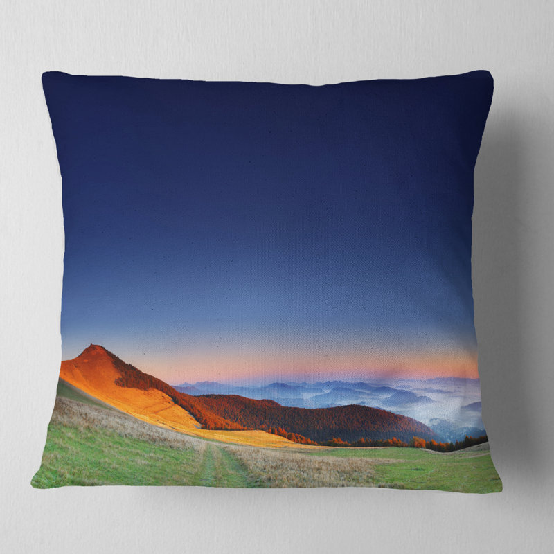 Coussin de photo majestic et de soleil paysager, 18 po x 18 po, Coussin décoratif