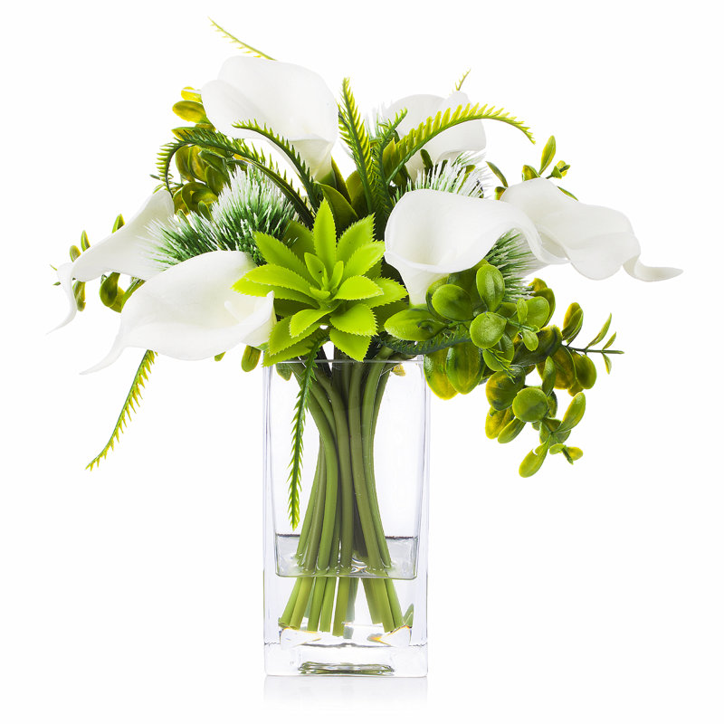 Centre de table Real Touch Lilies dans un vase en verre