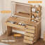 Meuble-lavabo cannelé avec grand miroir et lumières-409655481