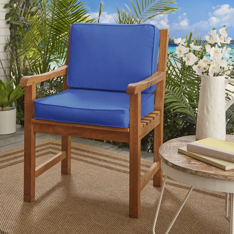 Diascia Sunbrella Indoor/Outdoor Chair Cushion, Canvas Trueblue Sunbrella® Canvas, 22" W x 22" D, 4"