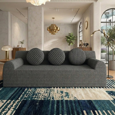 Canapé 71 po, canapé modulaire avec mousse à mémoire de forme profonde, petit canapé confortable pour les petits espaces, canapé avec fauteuil rond, canapé pour salon, chambre à coucher, appartement, sans assemblage, gris foncé